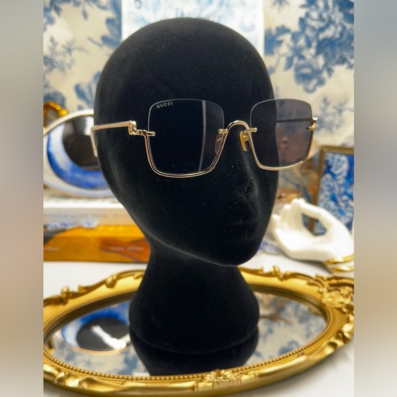 🆕 GUCCI 🧿 NWOT GG1279S 001 Square Frame Sunglasses, Gray Lenses - Picture 5 of 16